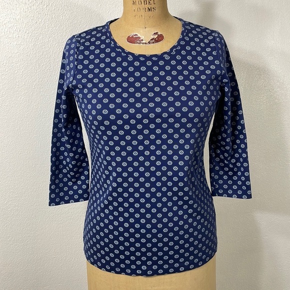 L.L.Bean supina cotton blue 3/4 sleeve tee shirt - Picture 1 of 7